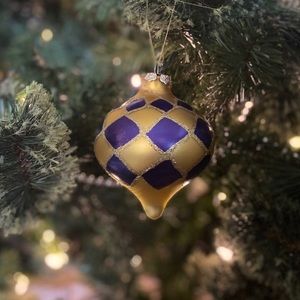 Indigo/Yellow Droplet Christmas Ornament 💜💛